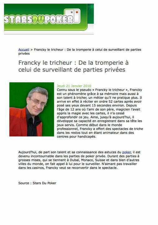 Francky Le Tricheur triche magie cartes évenementiel spectacle